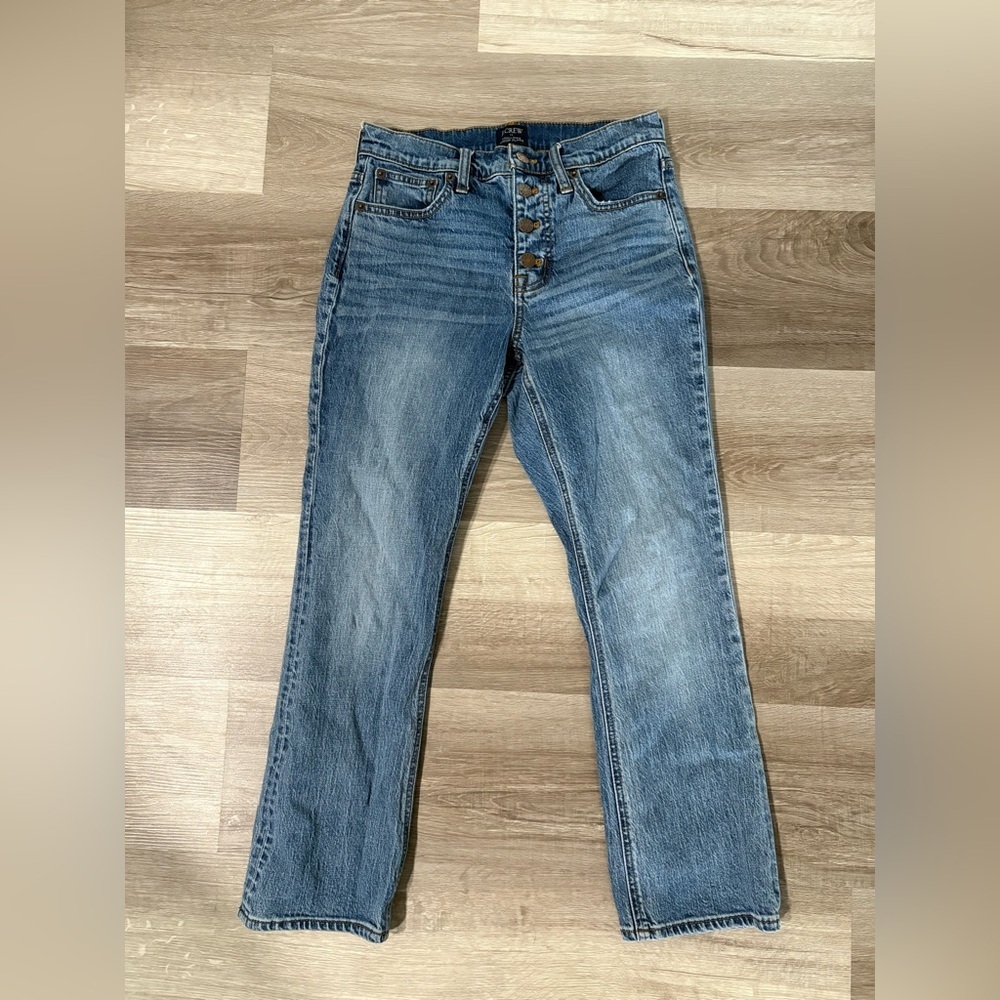 J. Crew High-Rise Button-Fly Jeans in Medium Blue Wash